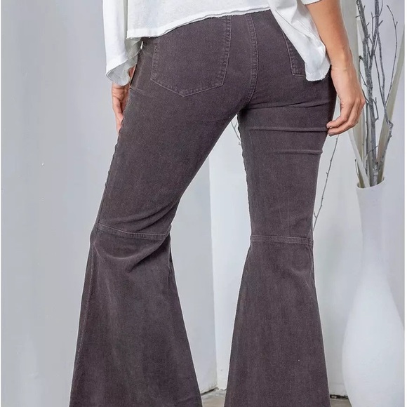 Fashion on Earth Gray Flare Corduroy Pants Women’s Small - Picture 2 of 6